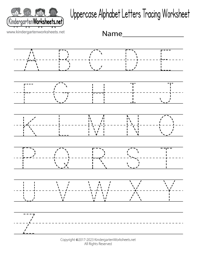 Free Printable Uppercase Alphabet Letters Tracing Worksheet intended for Free Printable Handwriting Worksheets For Kindergarten