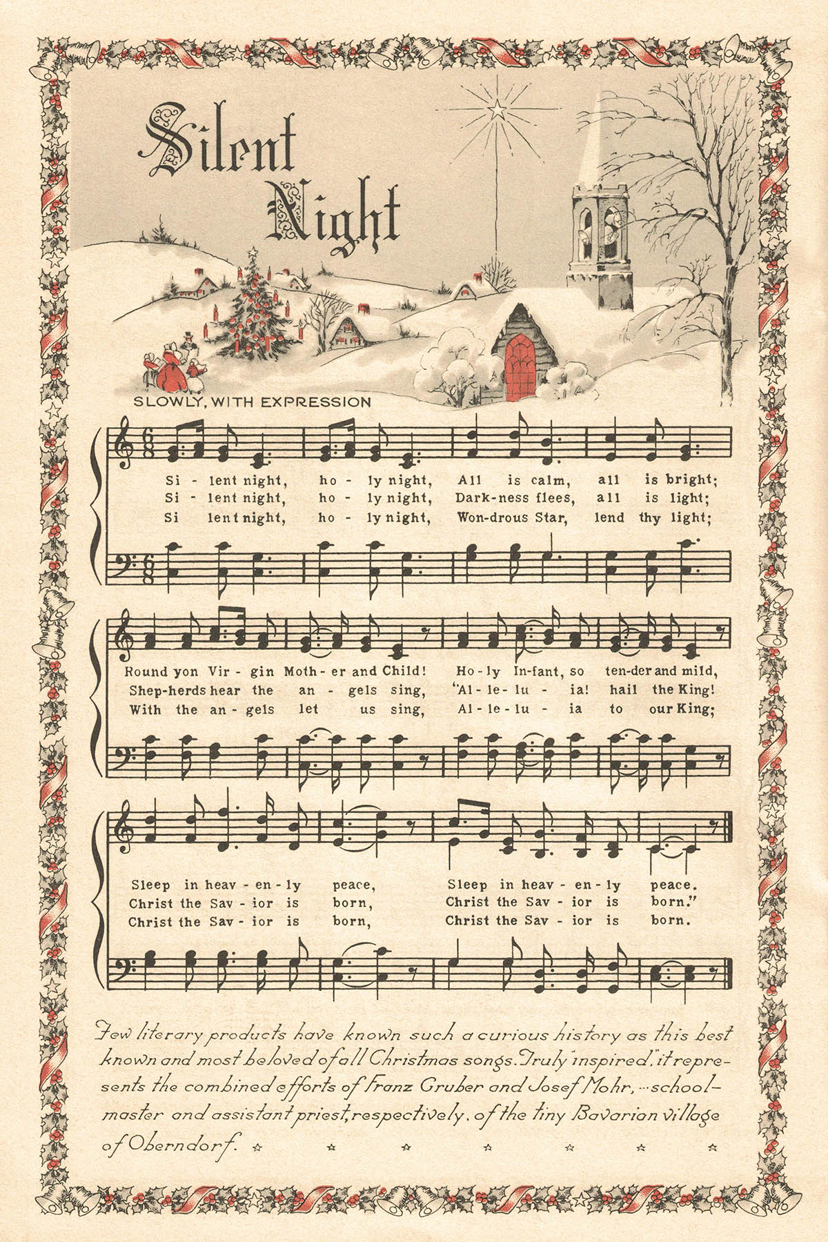 Free Printable Vintage Color Illustration Christmas Carols • Rose with Book of Christmas Carols Printable