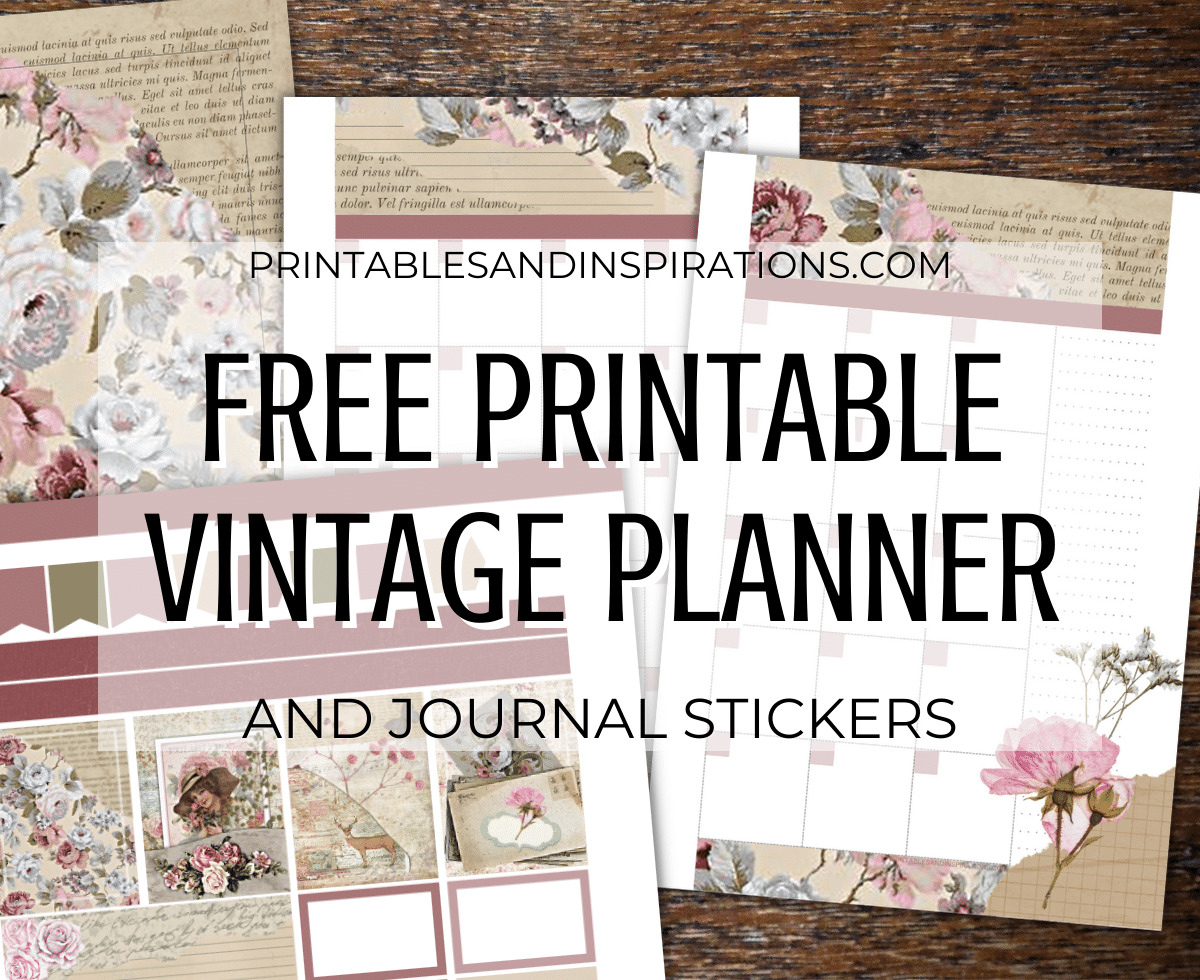 Free Printable Vintage Planner + Journal Stickers - Printables And with regard to Vintage Scrapbook Journal Stickers Printable
