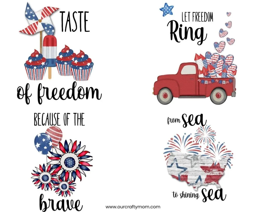 Free Printable Wall Art For 4Th Of July (Set Of 4 With Little Red regarding 4th of July Printable Decorations