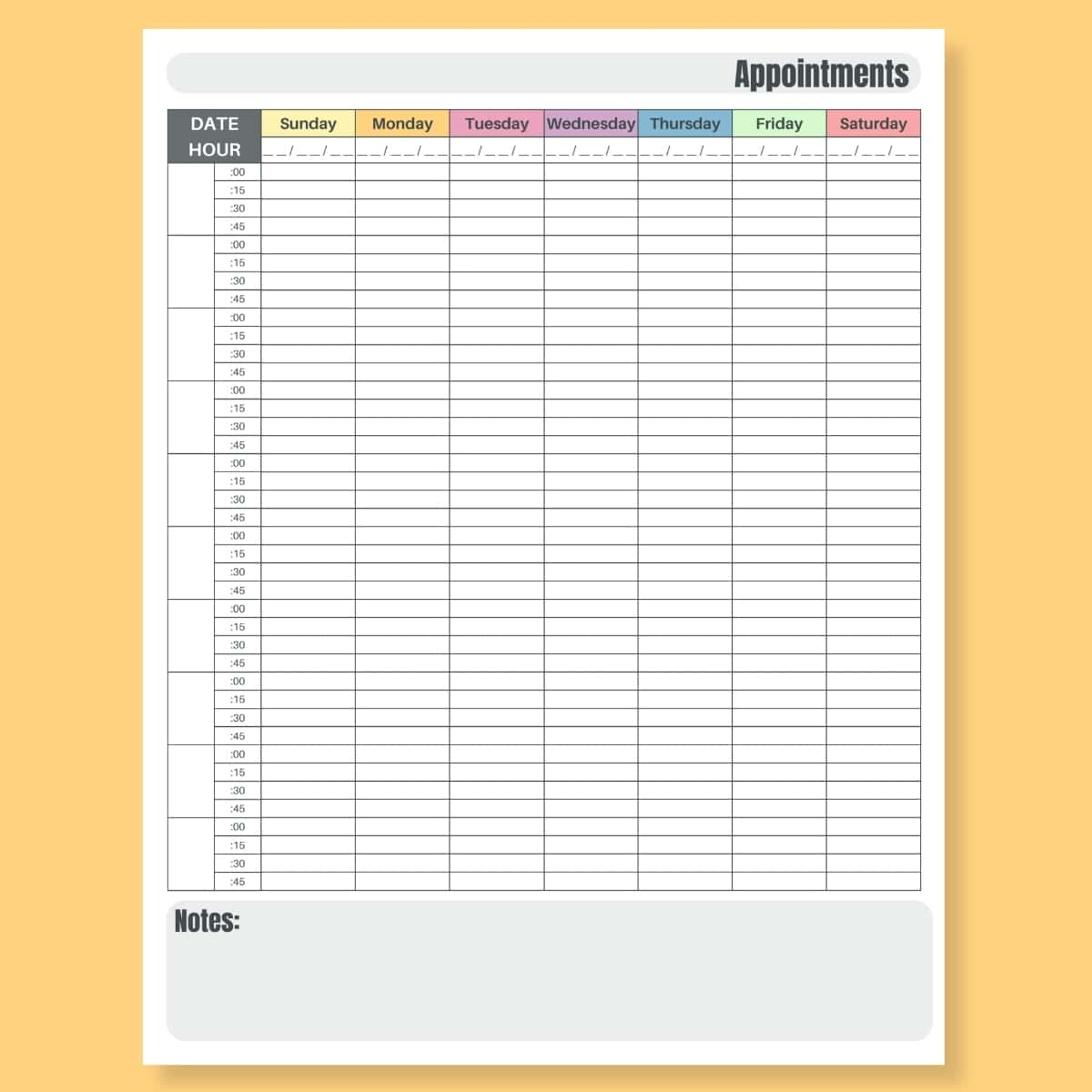Free Printable Weekly Appointment Calendar Printable pertaining to Pdf Free Printable Appointment Sheets
