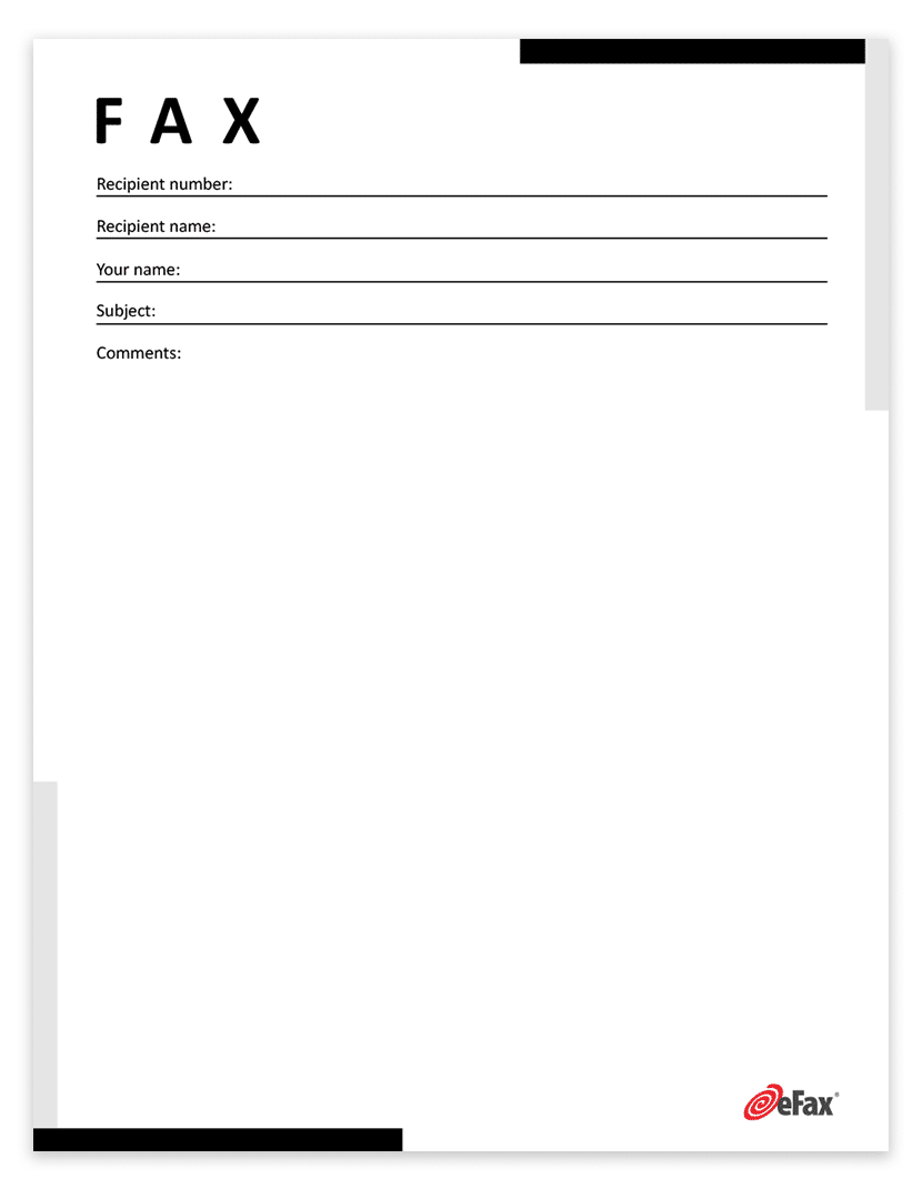 Free Simple Fax Cover Sheets | Efax intended for Blank Printable Fax Cover Sheet
