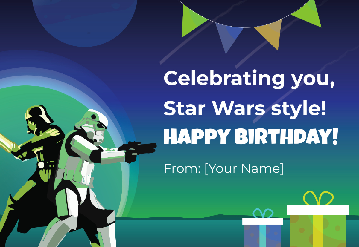 Free Star Wars Birthday Card Template To Edit Online pertaining to Star Wars Printable Birthday Cards