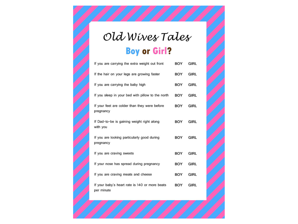 Free The Old Wives Tale Gender Reveal Baby Shower Game - Magical intended for Gender Reveal Games Printable Free