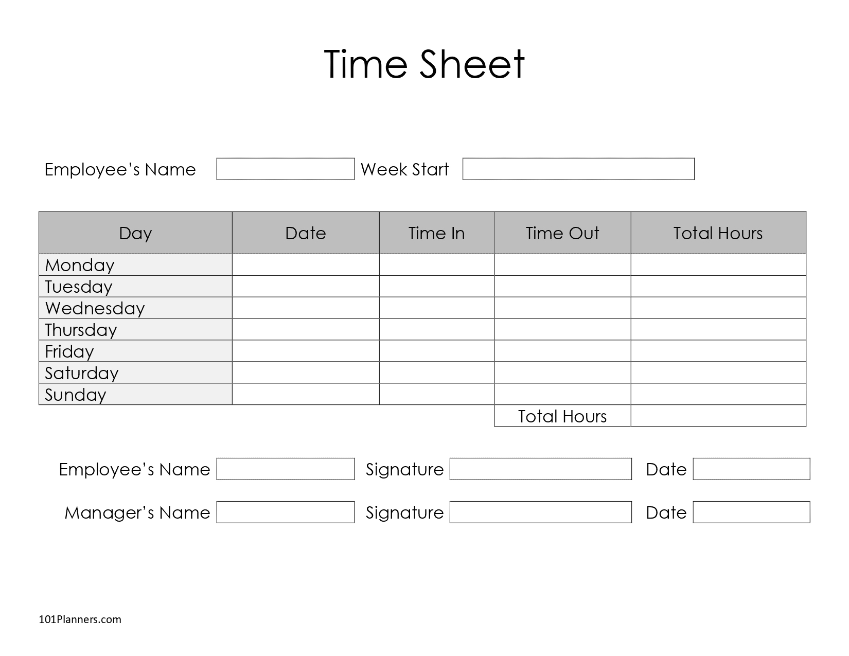 Free Timesheet Template Printables | Instant Download - Worksheets regarding Weekly Timesheet Template Free Printable