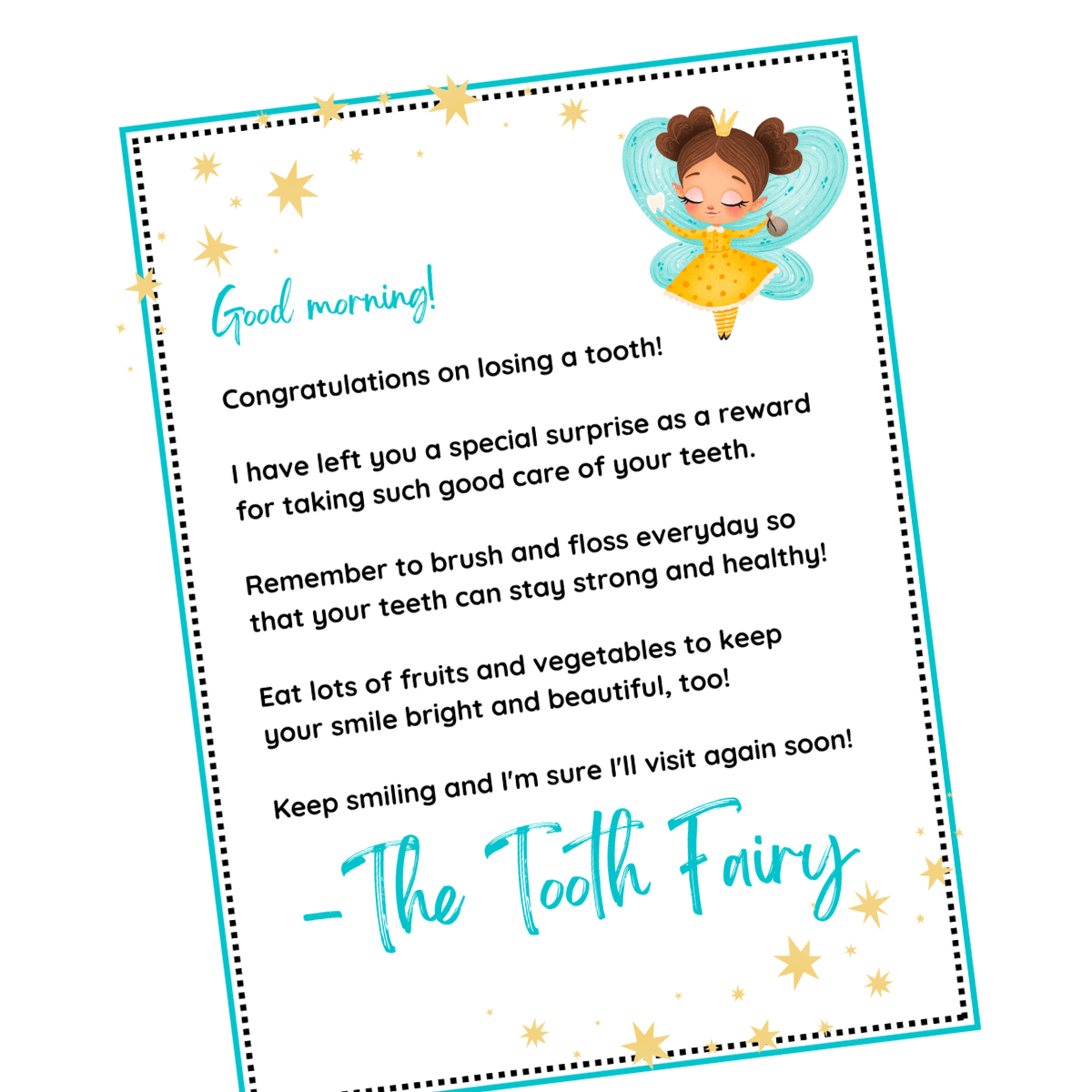 Free Tooth Fairy Letter Printable Your Kid Will Love in Tooth Fairy Letter Printable Free