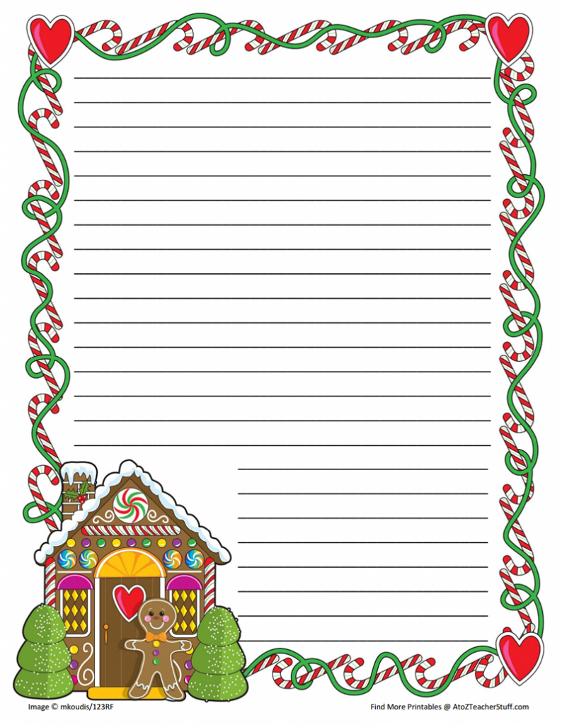 Gingerbread Printable Border Paper With And Without Lines | A To Z throughout Free Printable Stationary with Borders
