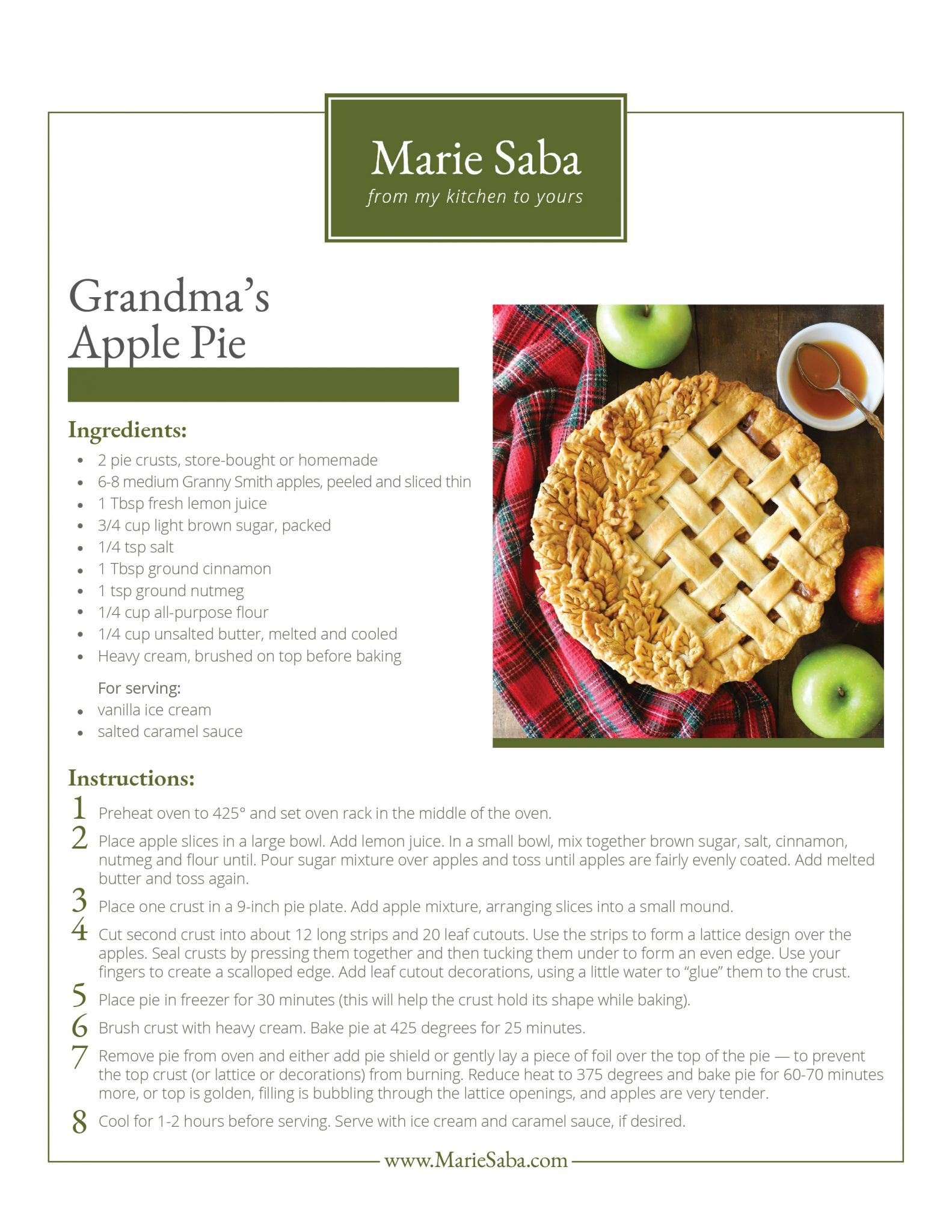 Grandma&amp;#039;S Apple Pie - Marie Saba for Step By Step Printable Step By Step Apple Pie Recipe