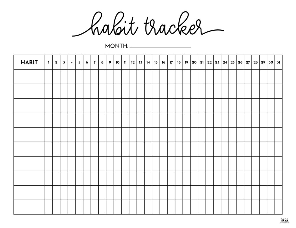 Habit Trackers - 25 Free Printables | Printabulls regarding 30 Day Habit Tracker Printable Free