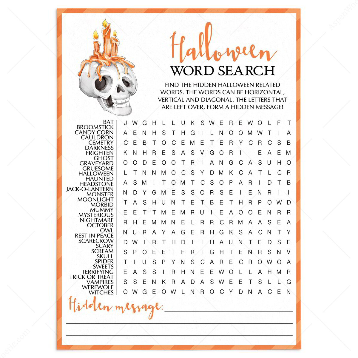 Halloween Word Search | Halloween Classroom Activity Idea | Printable regarding Word Search with Hidden Message Printable