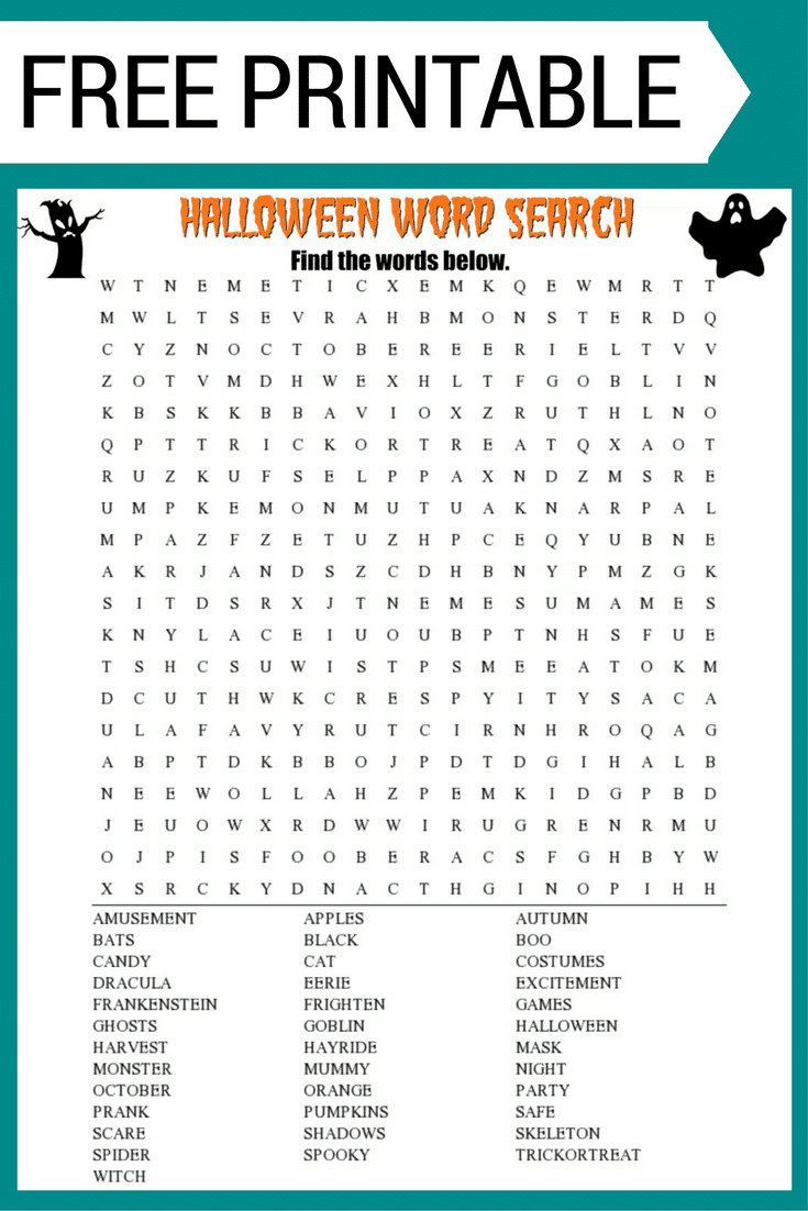 Halloween Word Search Printable (Free Download!) pertaining to Halloween Find a Word Free Printable