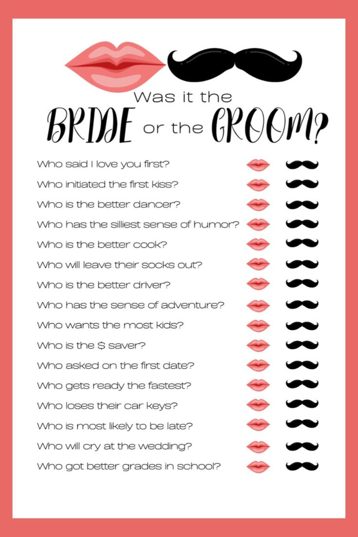 He Said She Said" Bridal Shower Game (Free Printable) with Free Printable He Said She Said Bridal Shower Game
