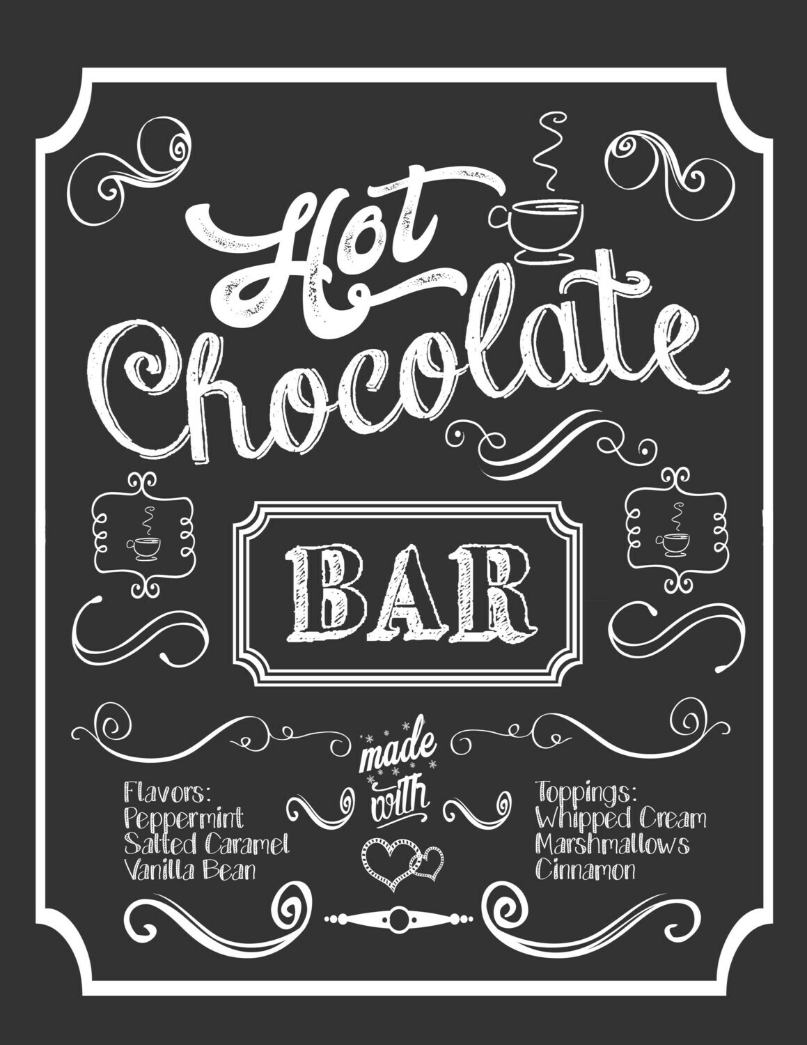 Hot Chocolate Bar Free Chalkboard Printable Sign throughout Hot Chocolate Bar Sign Printable Free