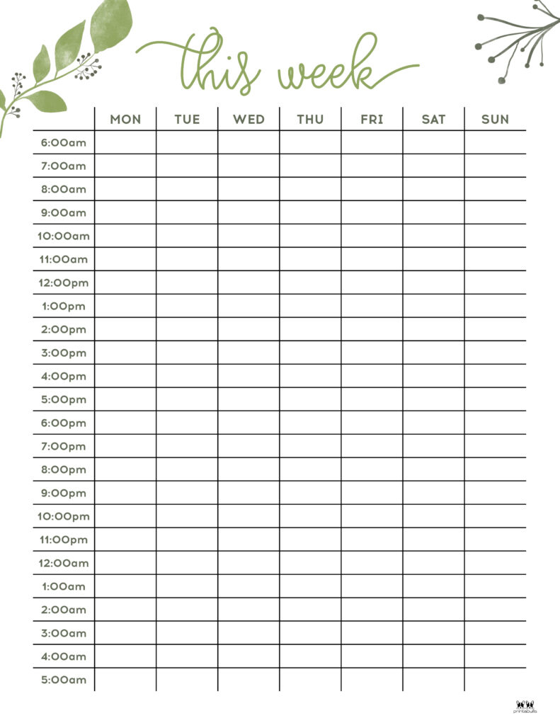 Hourly Planners - 20 Free Printables | Printabulls for Free Printable Weekly Schedule Template Cute Hourly Planner
