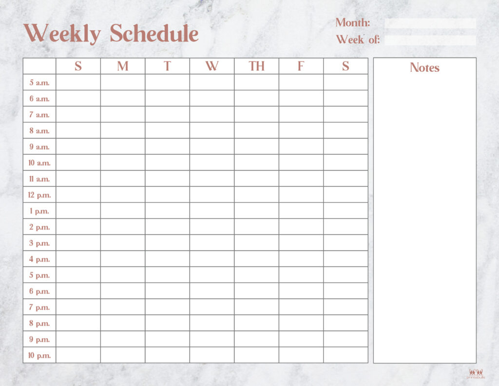Hourly Planners - 20 Free Printables | Printabulls throughout Free Printable Weekly Schedule Template Cute Hourly Planner