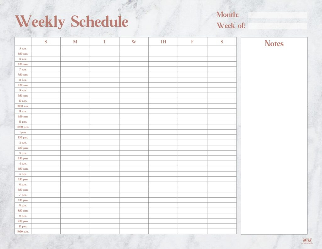 Hourly Planners - 20 Free Printables | Printabulls within Weekly Planner By Hour Printable