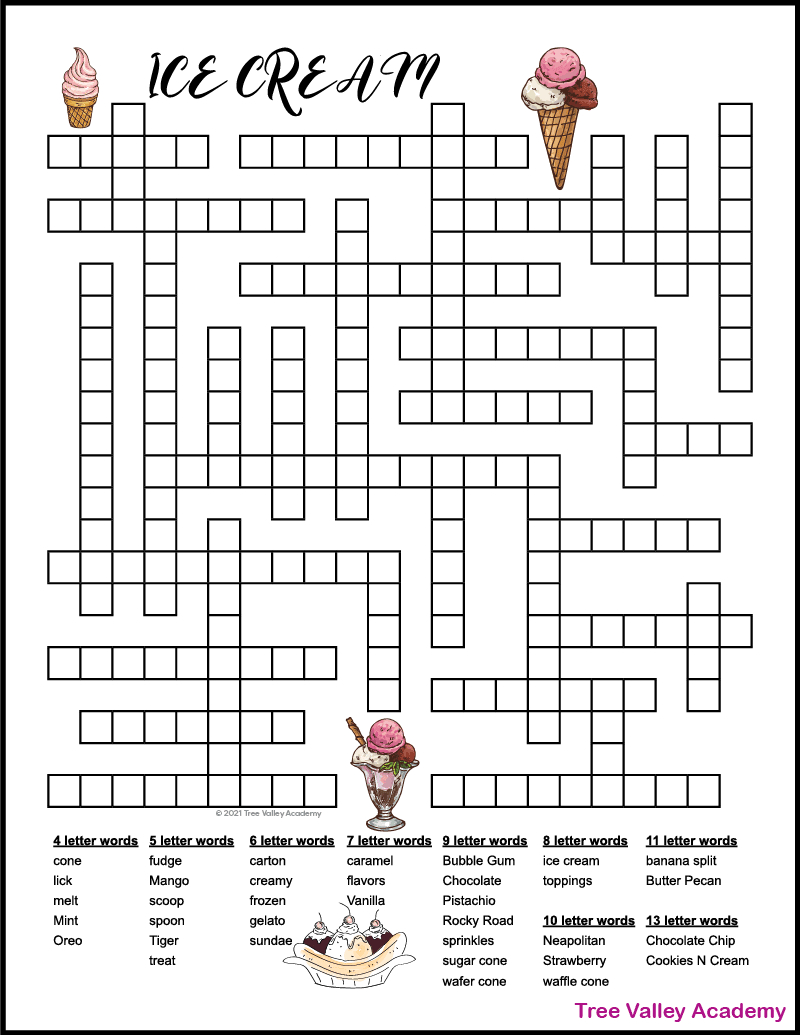 Ice Cream Fill In Puzzle - Tree Valley Academy regarding Free Printable Fill It In Puzzles