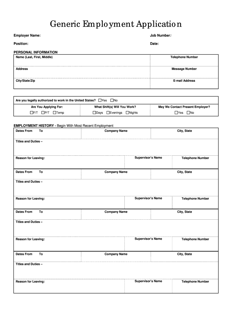 Id Dol Generic Employment Application Form - Fill Online with regard to Free Printable Job Application Template