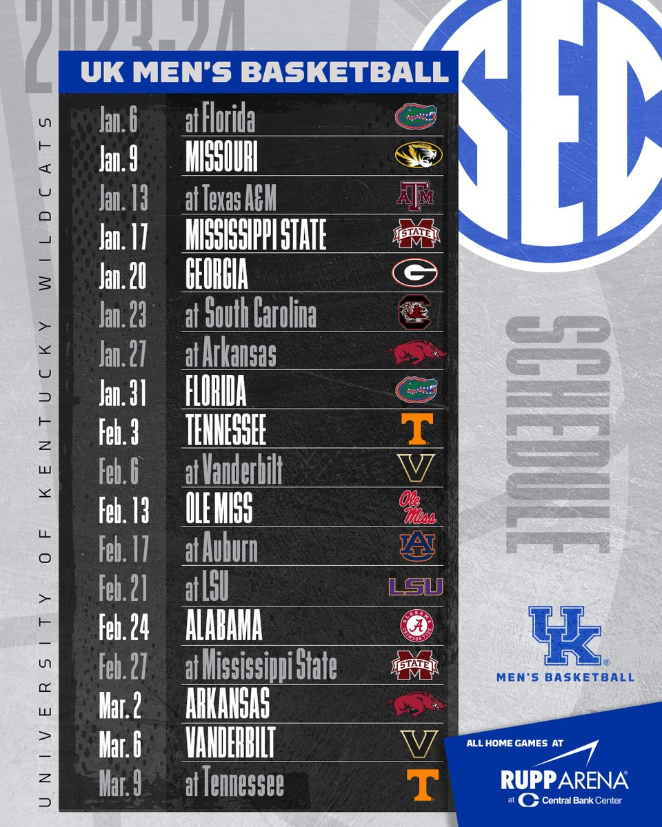 Kentucky Men'S Basketball On X intended for Printable Kentucky Men's Basketball Schedule