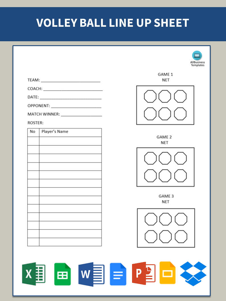 Kostenloses Volleyball Lineup Sheet for Free Printable Volleyball Lineup Sheets