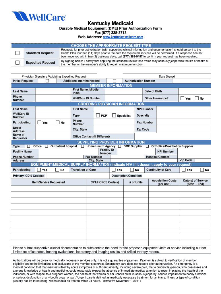 Ky Dme Prior Authorization Form - Fill Online, Printable, Fillable in Prior Authorizations For Dummies Template Or Printable Free
