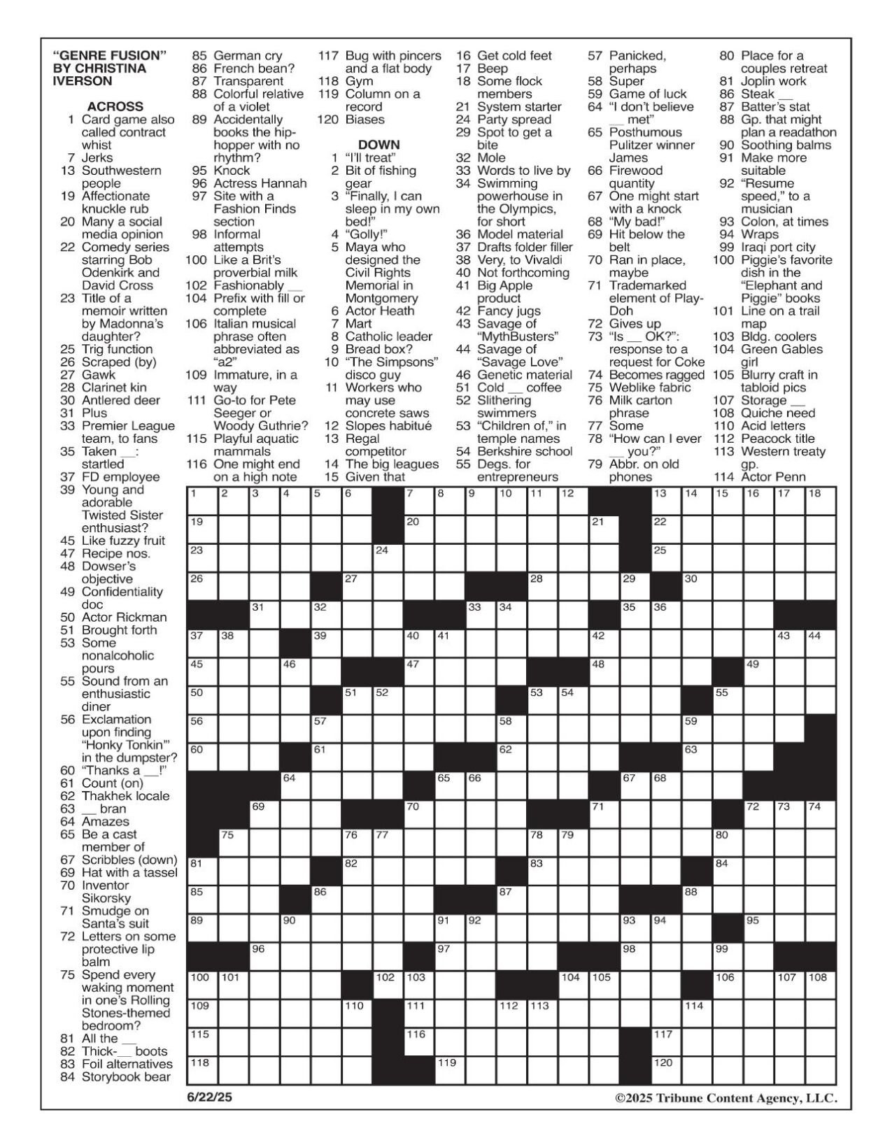 La Times Crossword: June 22, 2025 | Crosswords | Yakimaherald with Free Printable Crossword Puzzles La Times
