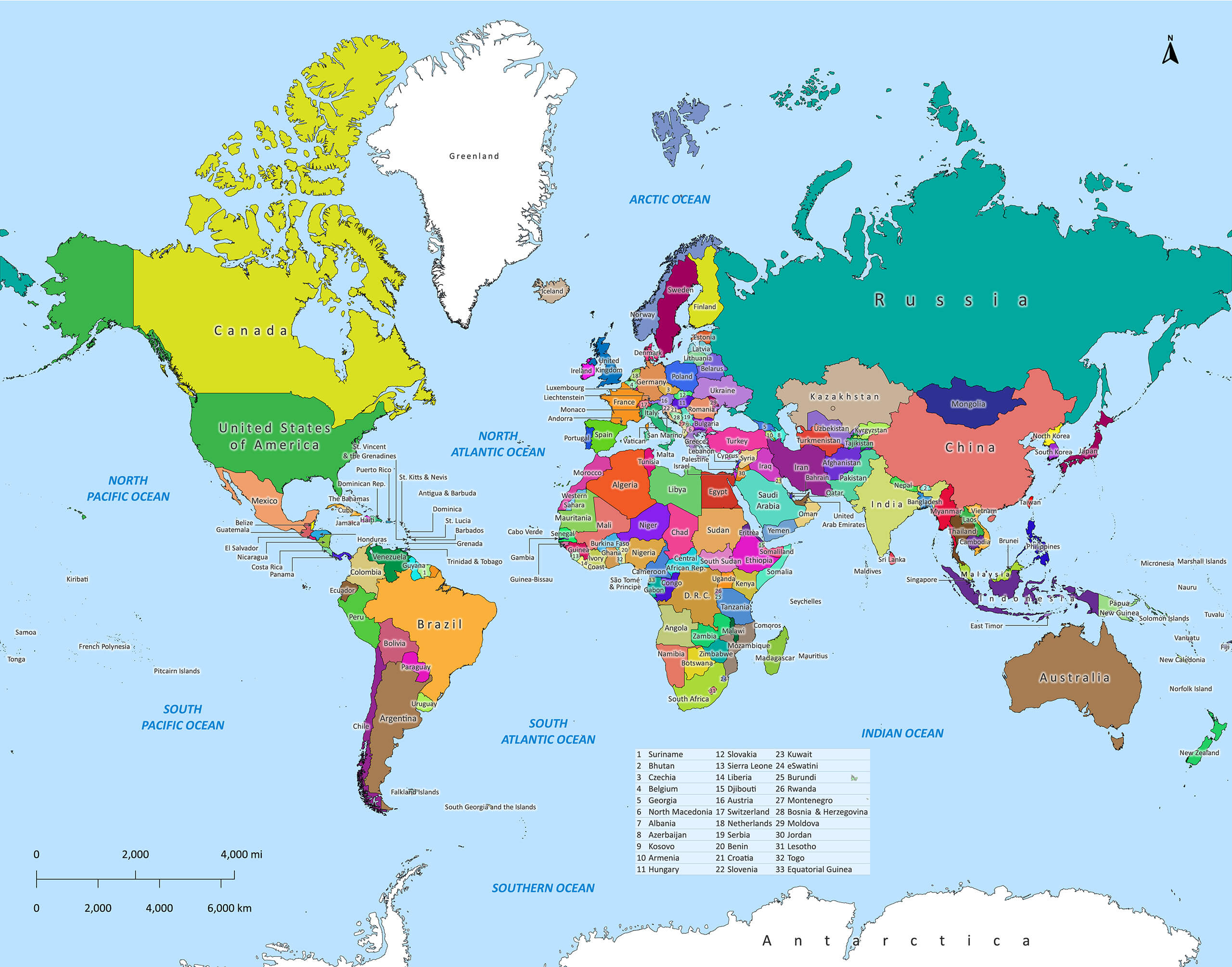 Labeled World Map | Labeled Maps throughout World Map Printable with Countries Labeled