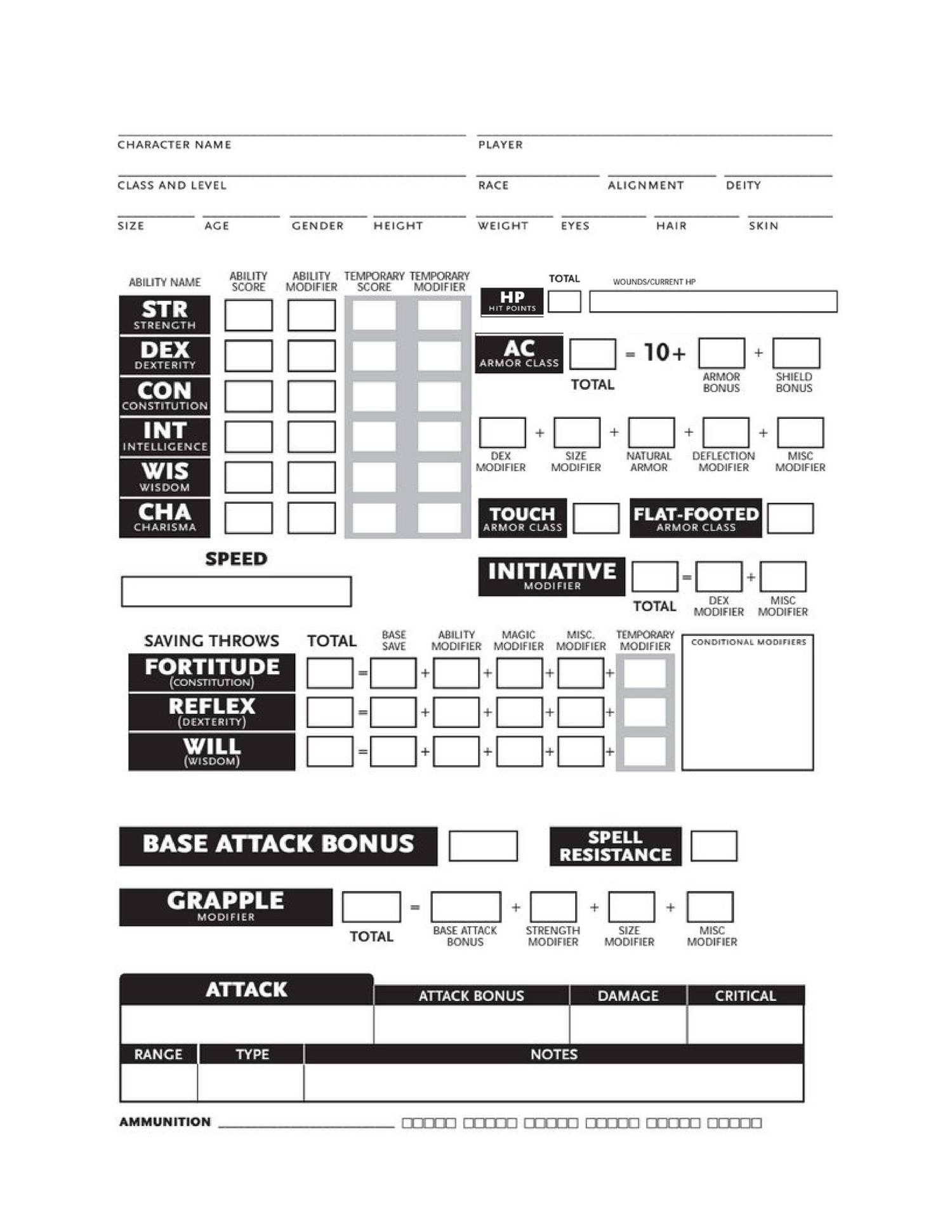 Large Print 3.5 Character Sheet.pdf | Docdroid pertaining to D&D Character Sheet 3.5 Printable