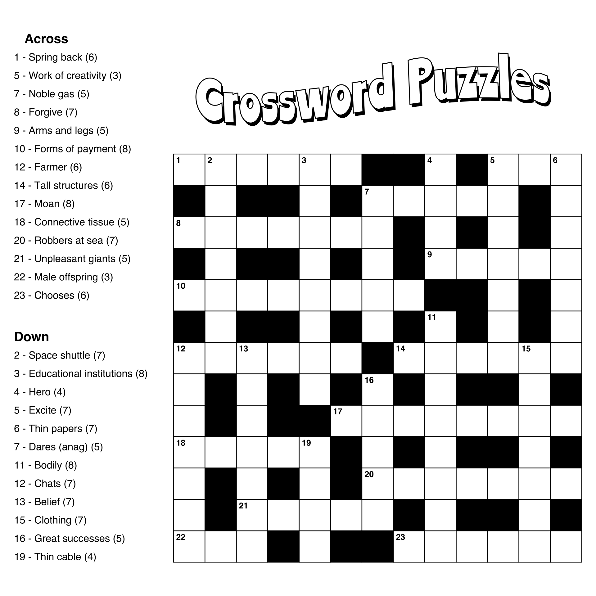Large Print Easy Crossword Puzzles - 10 Free Pdf Printables throughout Free Printable Crosswords For Seniors