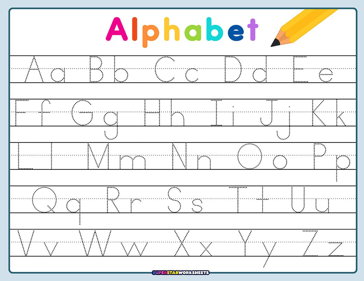 Letter Tracing Worksheets - Superstar Worksheets inside Free Printable Abc Tracing Worksheets