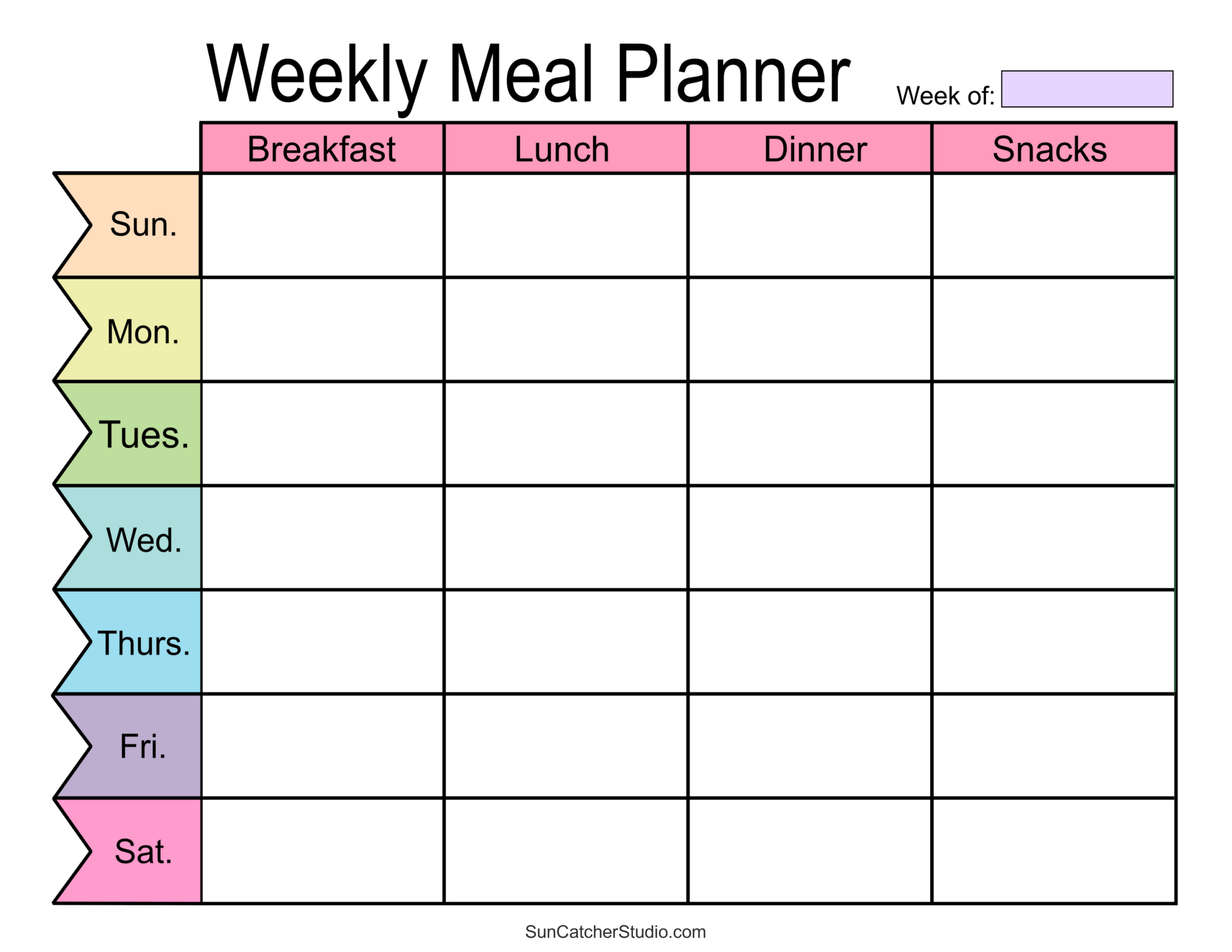 Meal Planners: Printable Weekly Menu Templates (Pdf) – Free in Weekly Menu Template Free Printable