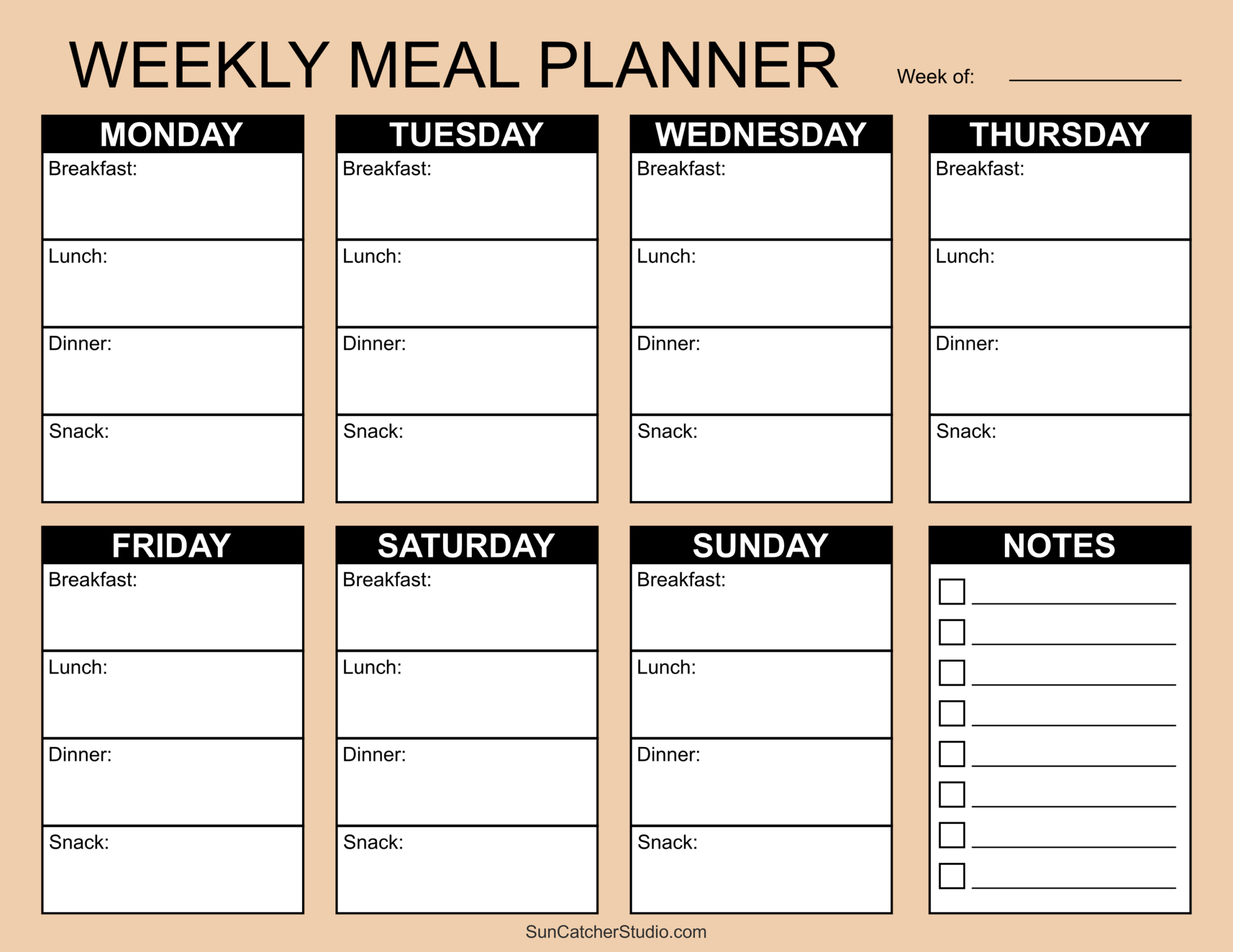 Meal Planners: Printable Weekly Menu Templates (Pdf) – Free intended for Free Printable Weekly Food Planner
