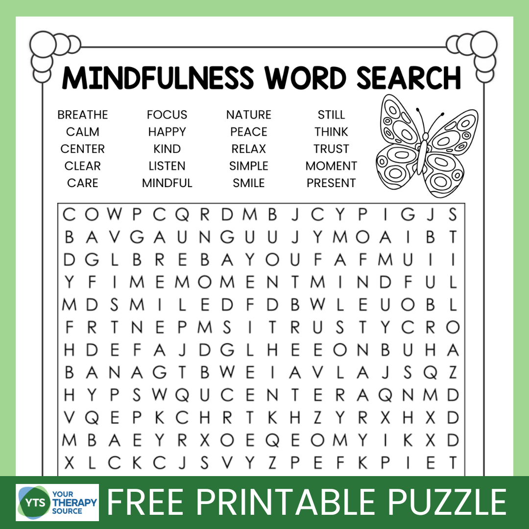 Mindfulness Word Search Puzzle Free Printable - Your Therapy Source with regard to Free Printable Word Searches