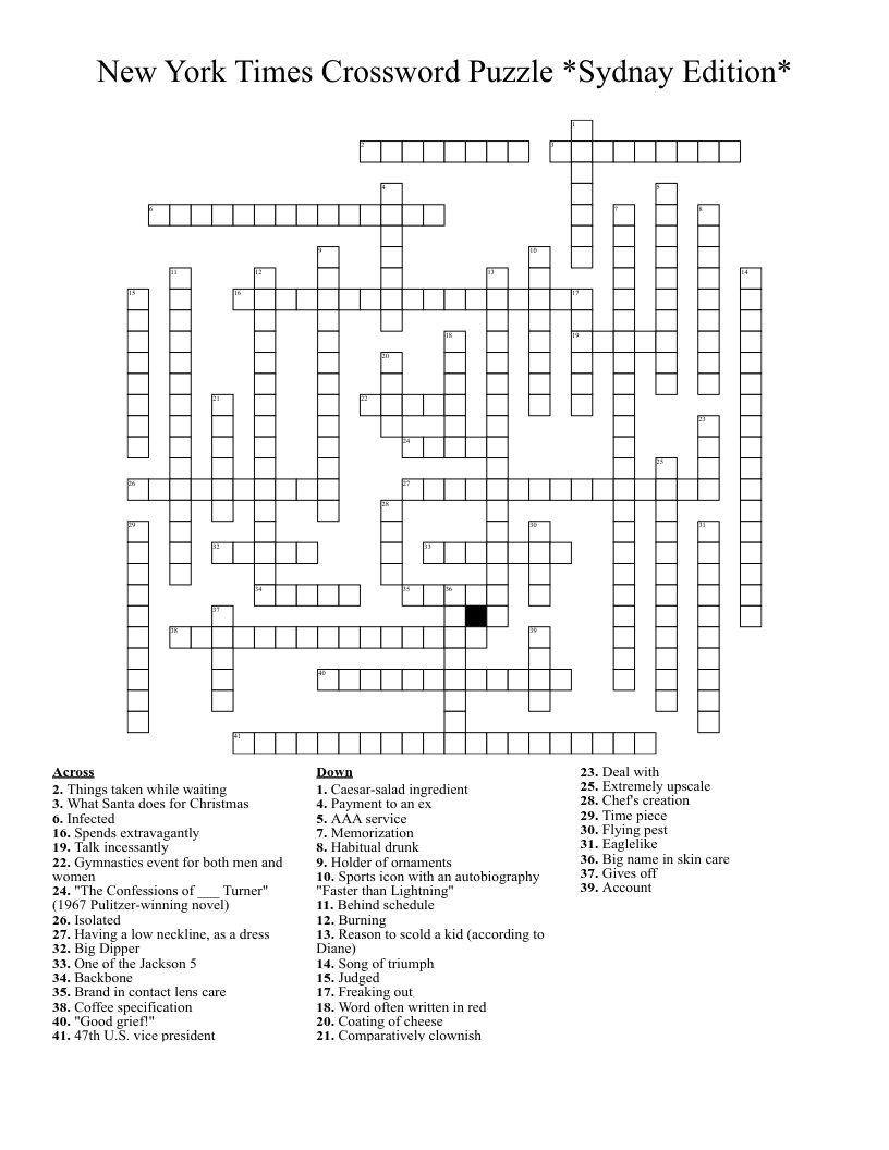 New York Times Crossword Puzzle *Sydnay Edition* - Wordmint with New York Times Printable Crossword Puzzle
