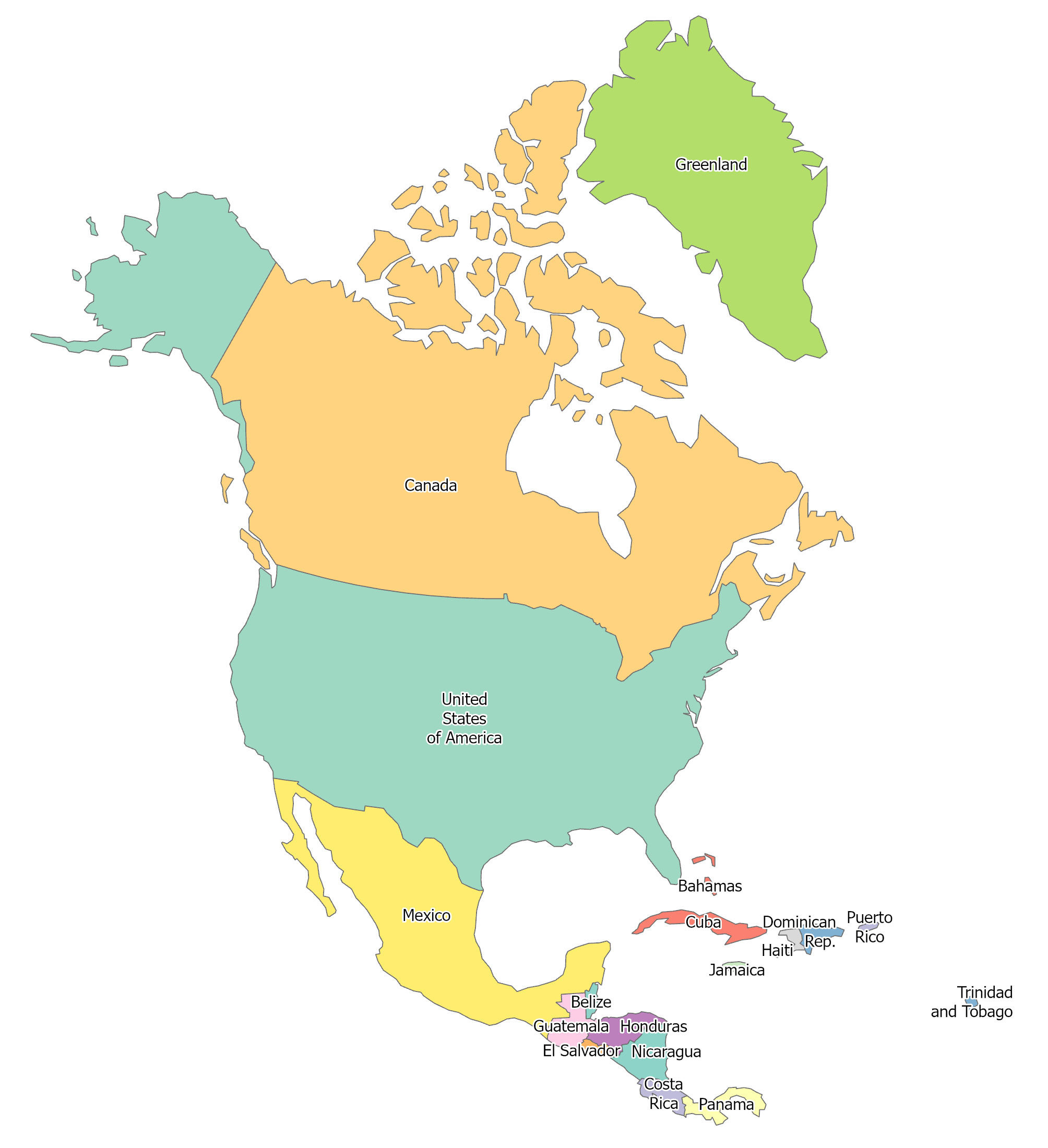 North America Blank Map And Country Outlines - Gis Geography pertaining to Free Printable Map North America