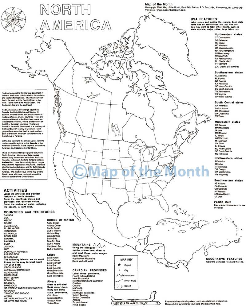North America Map inside Free Printable Map North America