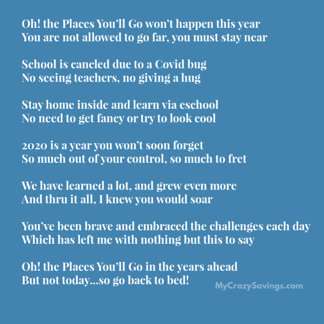 Oh, The Places You'Ll Go! - Quarantine Poem - My Crazy Savings in Oh The Places You Ll Go Full Poem Printable