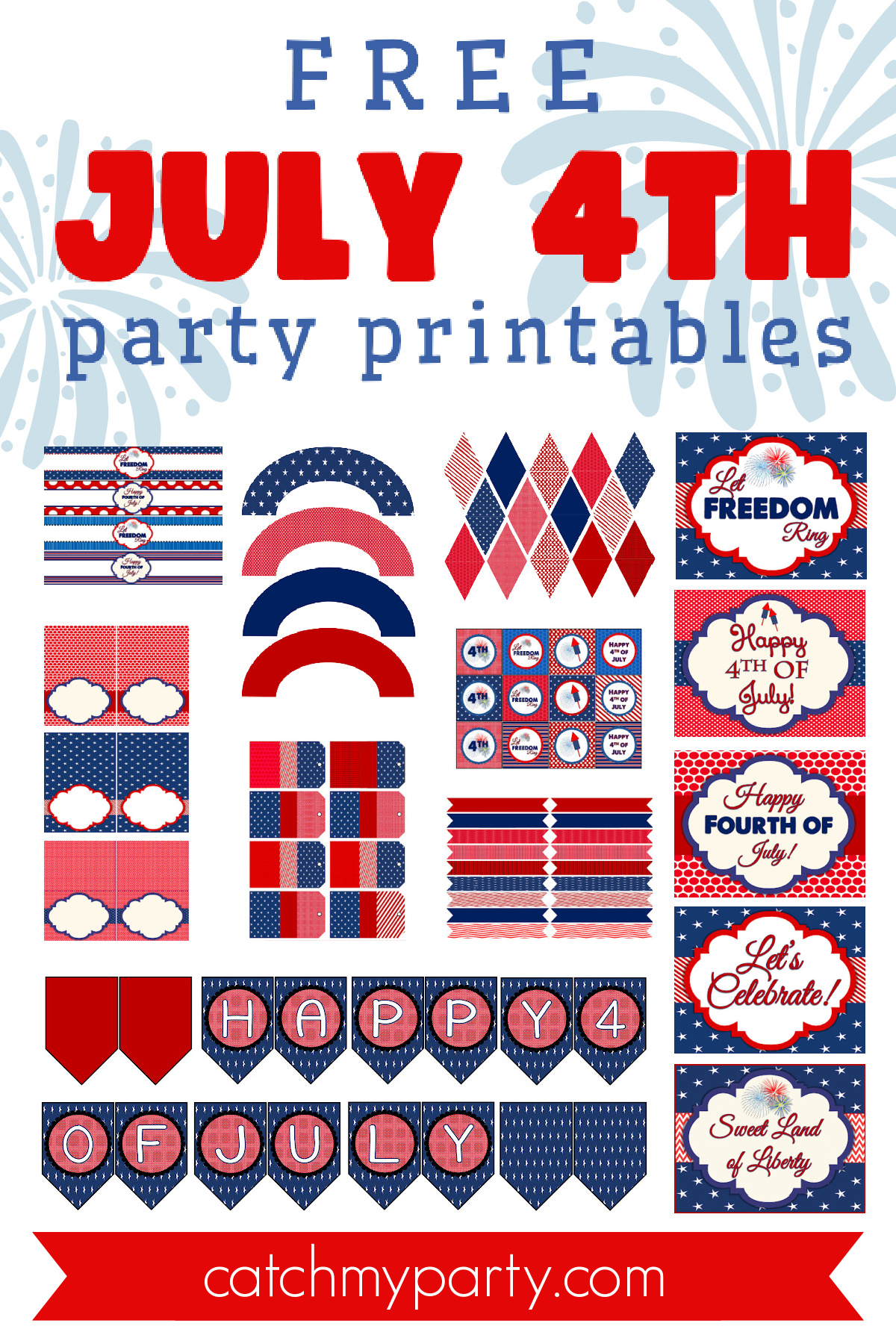 Party On! Free 4Th Of July Printables | Catch My Party for 4Th Of July Printable Decorations