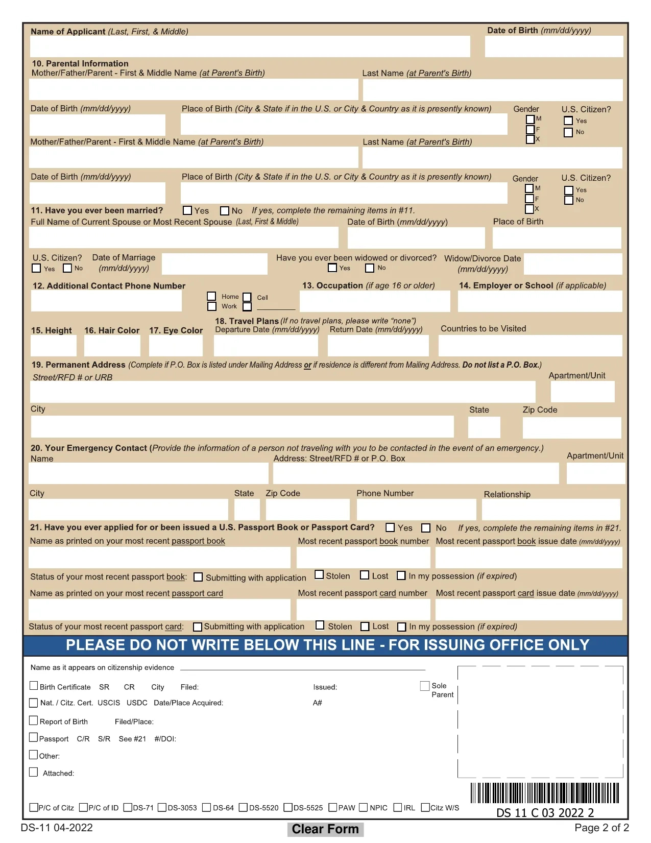 Passport Application Ds-11 - Fill, Sign Online, Download & Print throughout Passport Form Ds 11 Printable