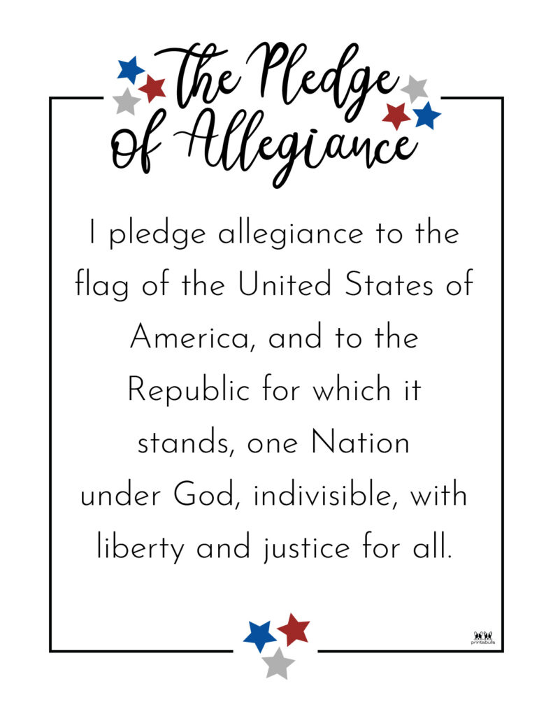 Pledge Of Allegiance Words - 20 Free Printables | Printabulls for Free Printable Pledge of Allegiance