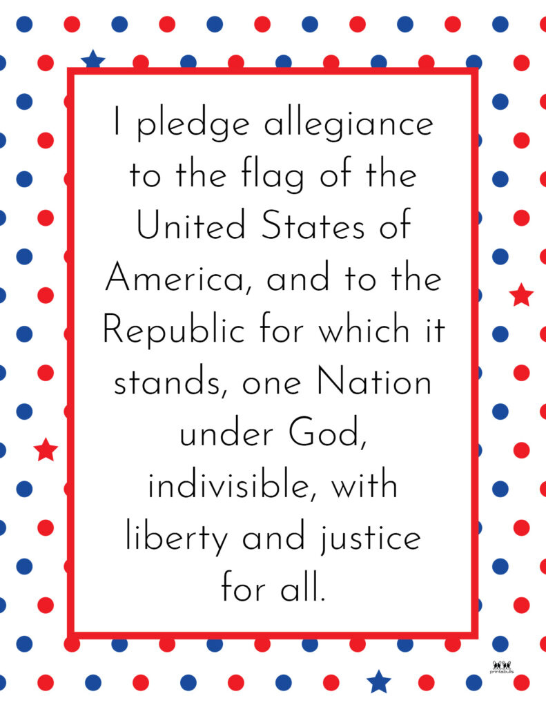 Pledge Of Allegiance Words - 20 Free Printables | Printabulls intended for Free Pledge Of Allegiance Printable