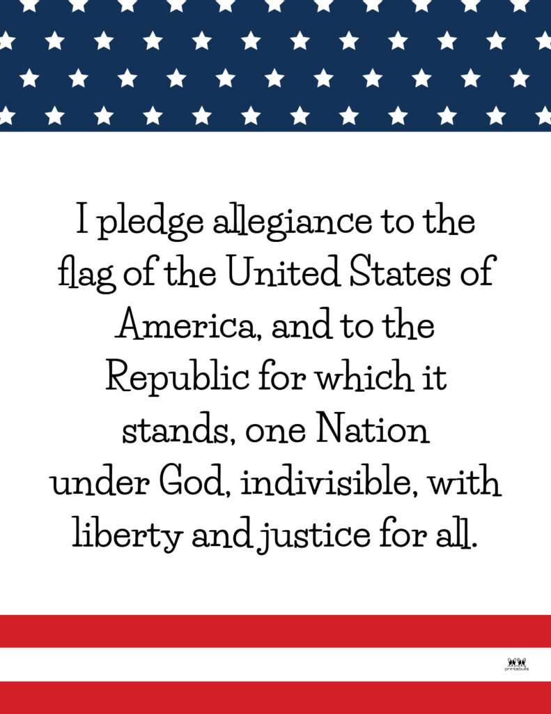 Pledge Of Allegiance Words - 20 Free Printables | Printabulls intended for Free Printable Pledge of Allegiance