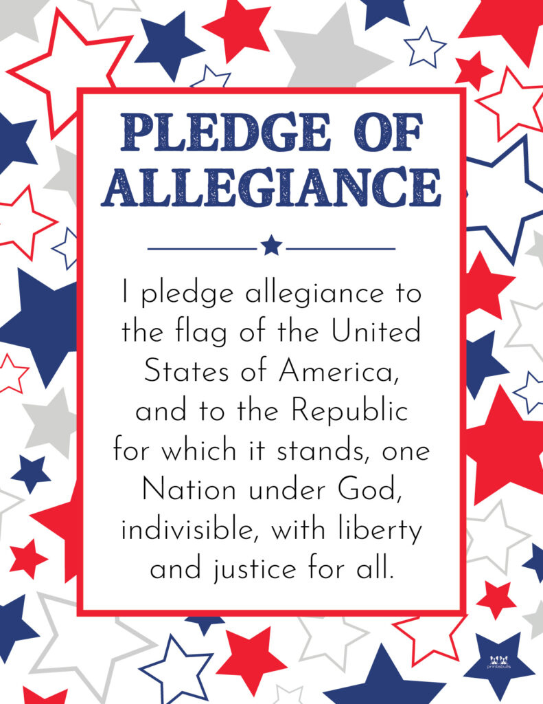 Pledge Of Allegiance Words - 20 Free Printables | Printabulls within Free Pledge Of Allegiance Printable