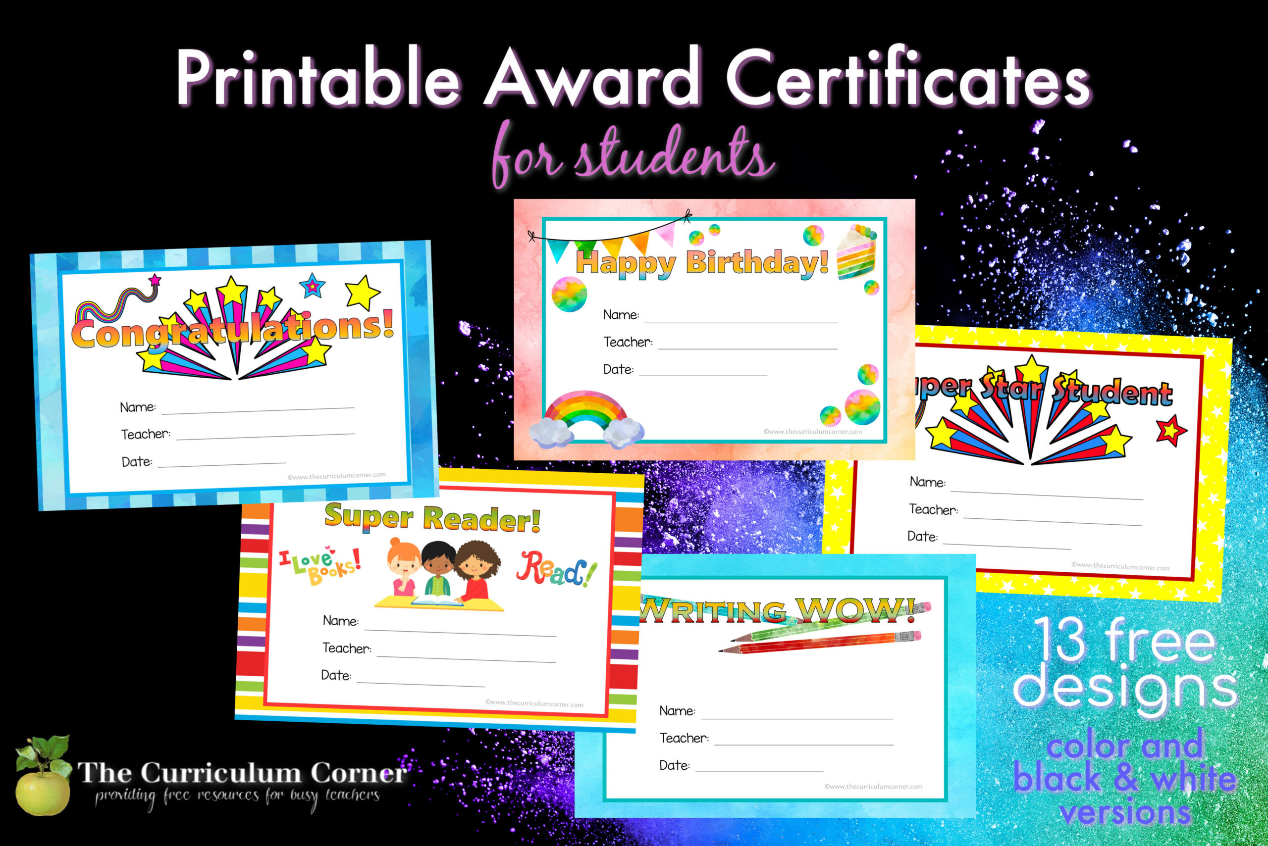 Printable Award Certificates - The Curriculum Corner 123 in Student Award Certificates Free Printable
