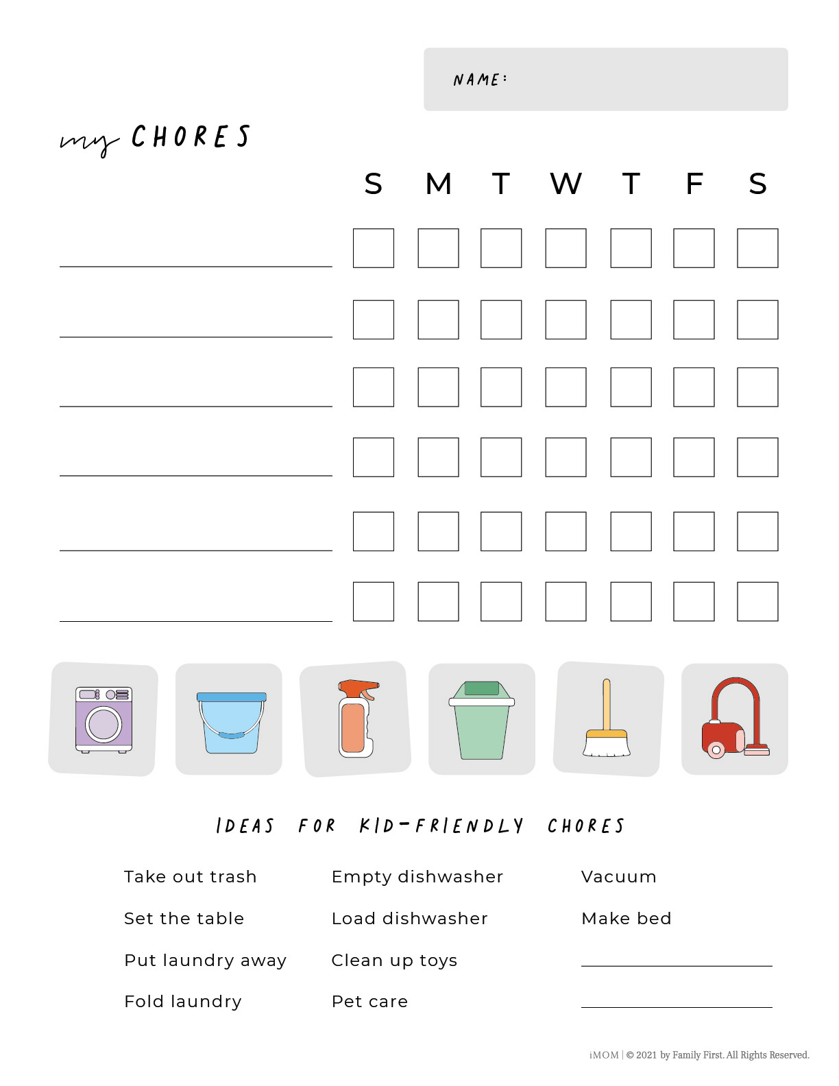 Printable Chore Chart For Kids - Imom within Chore List For Kids Printable