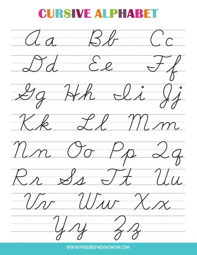 Printable Cursive Alphabet Chart Pdf (Upper And Lowercase Letters) pertaining to Upper And Lowercase Letters Printable
