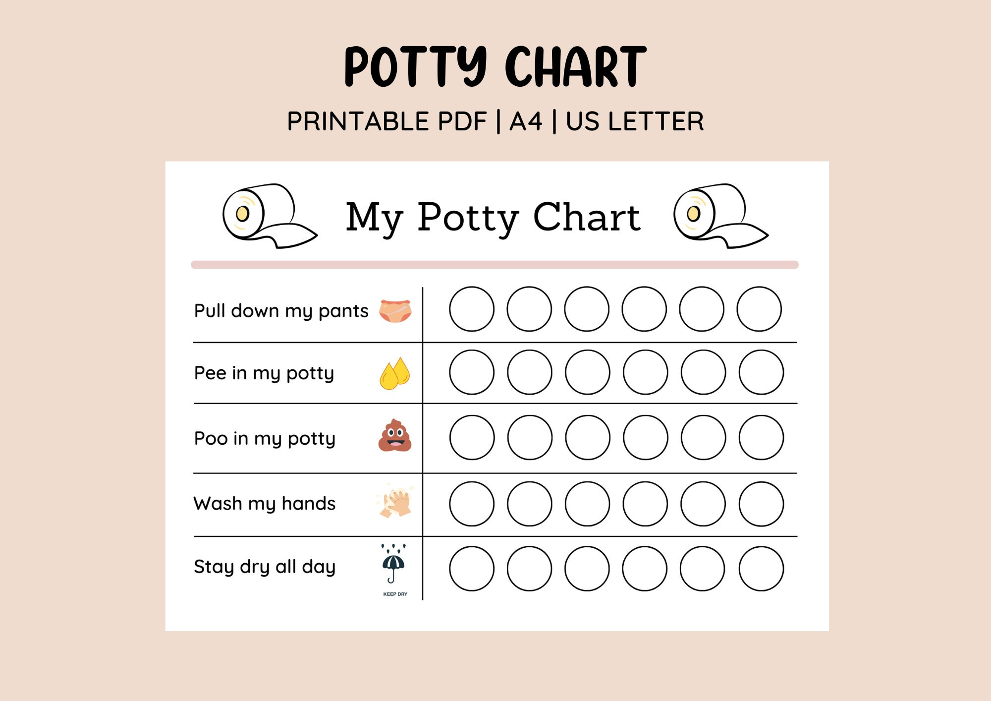 Printable Cute Potty Training Chart • Sticker Chart • Printable in Free Printable Potty Training Sticker Chart