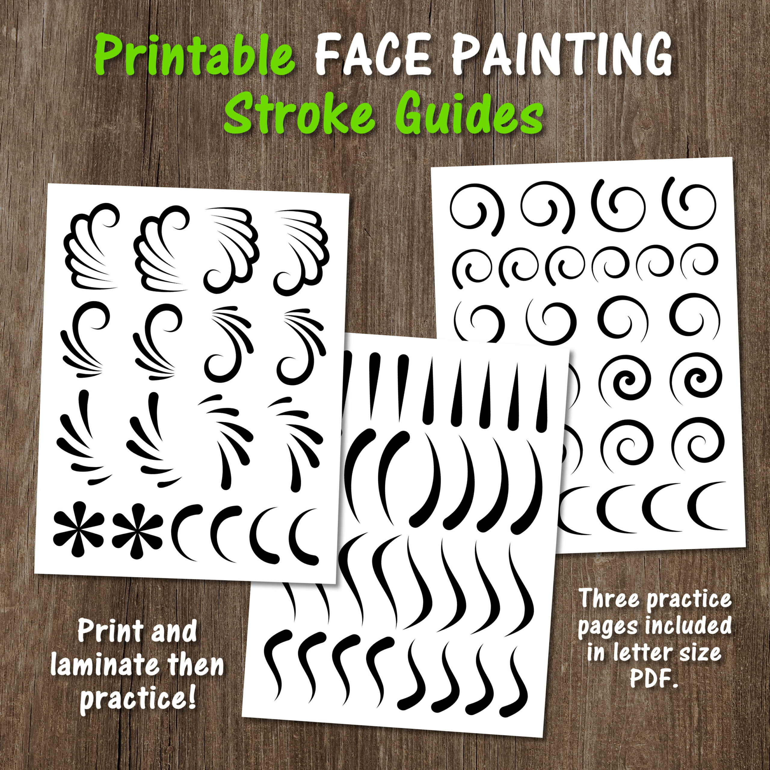 Printable Face Paint Practice Guides, Face Paint Practice Board intended for Free Printable Face Painting Stencils