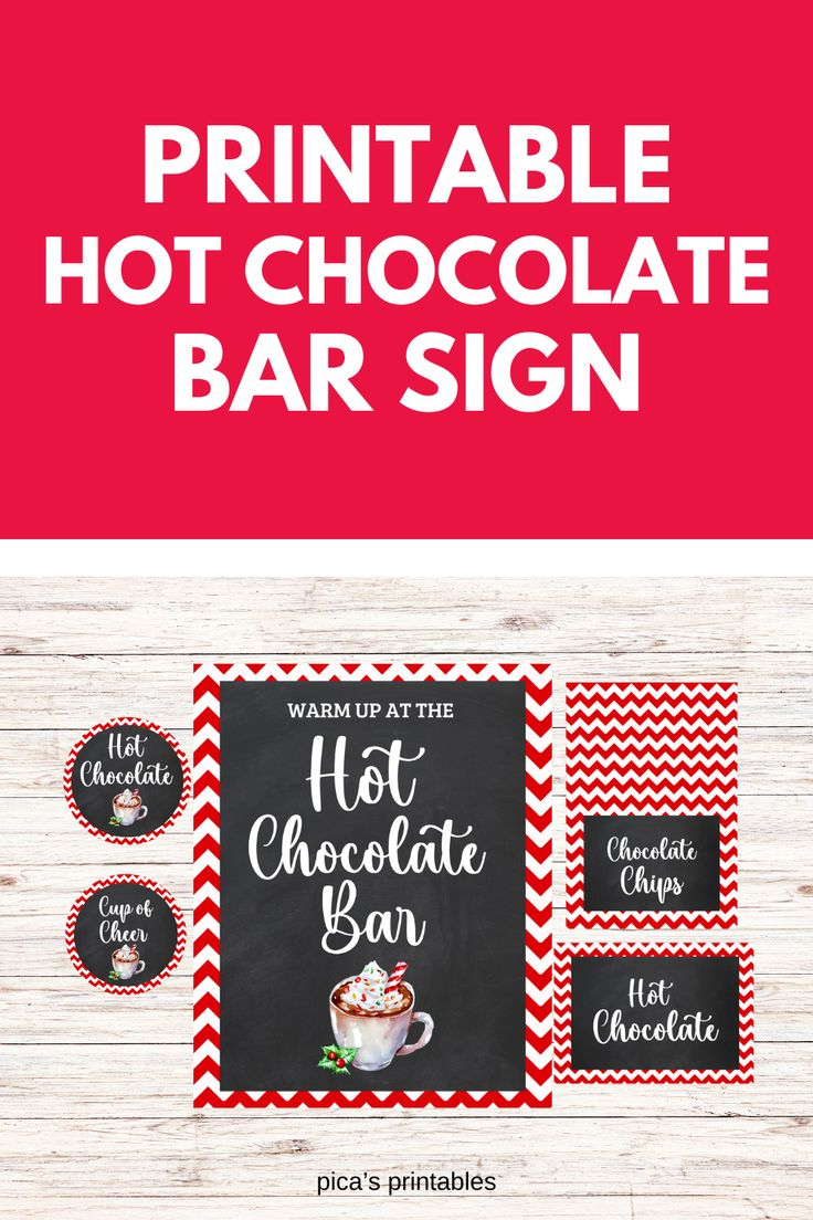 Printable Hot Chocolate Bar with Template Hot Cocoa Sign Printable