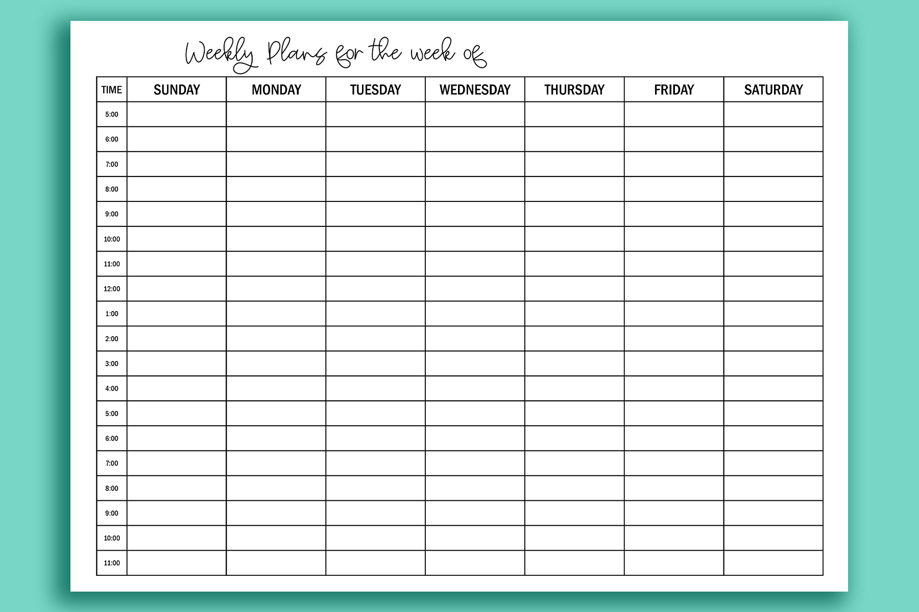 Printable Hourly Calendar Set - Daily And Weekly Hourly Calendars throughout Weekly Planner By Hour Printable